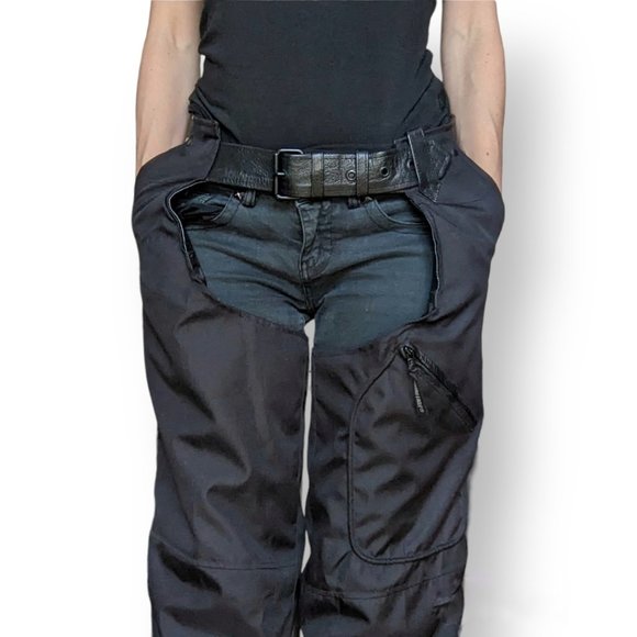 BN Screaming Eagle Motorcycle Rain Chaps with pockets and leather details, Small - Picture 5 of 7
